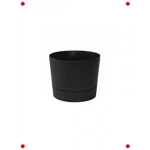 Modern Düşük Profil Silindir Saksı - Mat Siyah (21.5cm)