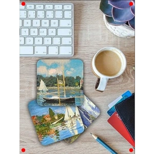 Monet Temalı Ahşap Bardak Altlığı Seti (6lı)