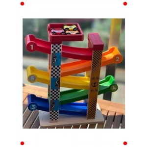 Montessori Ahşap Yarış Arabası Otopark Oyunu