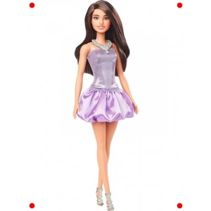 Mor Elbiseli Esmer Parti Bebeği - Şık Tasarım