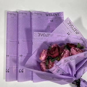 Mor Renkli Mat Buket Kağıdı, 10 Sayfa