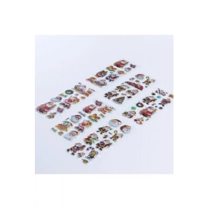 Noel Temalı Kabartmalı Yılbaşı Sticker Seti, 6 Adet