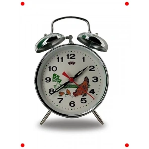 Nostaljik Kurmalı Çift Çanlı Çalar Saat - Tavuk Desenli