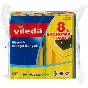 Oluklu Bulaşık Süngeri, Zorlu Lekeler İçin 8 Parça Set, Yeşil