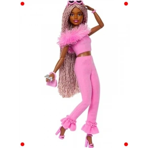 Örgü Saçlı Moda Bebek Pembe Kıyafetli Koleksiyonluk