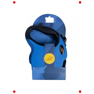 Otomatik Geri Sarımlı Köpek Tasması, L Boy, 5m, 50kg, Mavi-Siyah