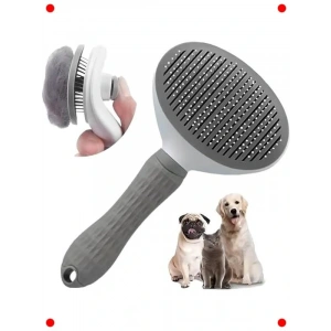 Otomatik Temizlenen Kedi & Köpek Tüy Tarağı Gri