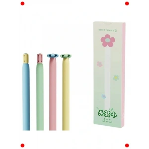 Papatya Desenli Mavi Jel Kalem Seti - 4 Adet