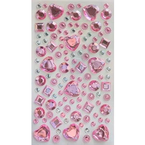 Parlak Açık Pembe Kalp Süs Taşı, Yapışkanlı 20 Adet