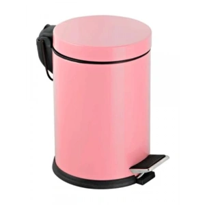 Paslanmaz Banyo-Mutfak Pedallı Çöp Kovası, 3 Litre Hacimli, Pembe