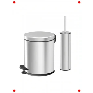Paslanmaz Çelik Banyo Seti (Çöp Kovası & Fırça)
