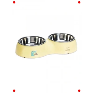 Paslanmaz Çelik İkili Köpek Mama Su Kabı 2x350ml