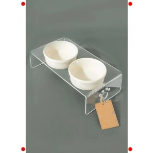 Pati Desenli Şeffaf İkili Evcil Hayvan Mama Kabı