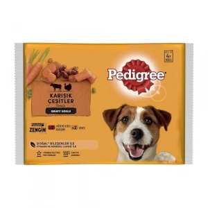 Pedigree Etli Seçenekleri 4lü Poşet Paket Yaş Mama 400 Gram