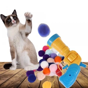 Peluş Top Atan İnteraktif Kedi Oyun Tabancası, Hediye Toplar