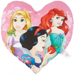 Pembe 40x40 cm Pamuk Kırlent, Disney Princess Baskılı