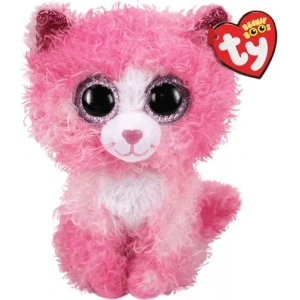 Pembe Kıvırcık Saçlı Kedi Figürü 15 cm, Sevimli Peluş Oyuncak