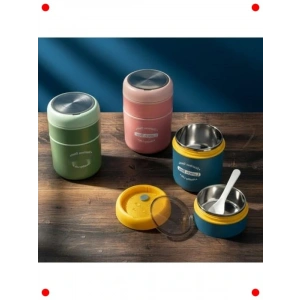 Pembe Paslanmaz Çelik Yemek Termosu Kaşıklı 710 ml