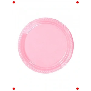 Pembe Plastik Servis Tabağı 22 cm - 25 Adet