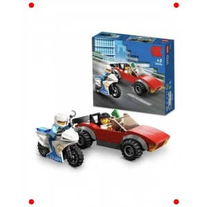 Polis Motosikletli Araba Takibi Yapım Seti (59 Parça)