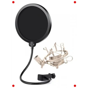 Pop Filtre ve Shock Mount Seti (Metal Gri)