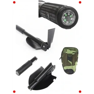 Portatif Katlanır Metal Kazma Kürek Seti Çantalı