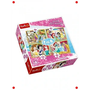 Prensesler Temalı Çocuk Yapbozu, 4ü 1 Arada Set