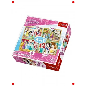 Prensesler Temalı Çocuk Yapbozu, 4ü 1 Arada Set