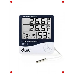 Problu Dijital Termometre Nem Ölçer Saat Takvim