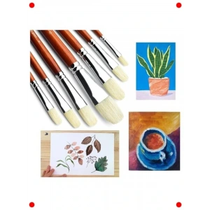 Profesyonel Doğal Kıl Fırça Seti - 7 Parça Resim Fırçası