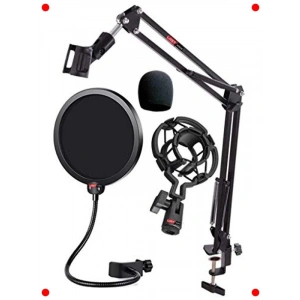 Profesyonel Mikrofon Seti: Stand, Shock Mount, Pop Filter