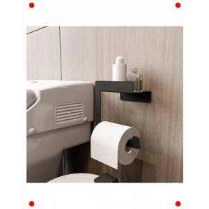 Raflı Metal Tuvalet Kağıtlığı: Siyah, Modern Tasarım