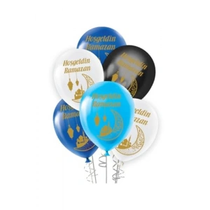 Ramazan Temalı 12 İnç Pastel Balon Seti, 10 Adet Renkli Balon