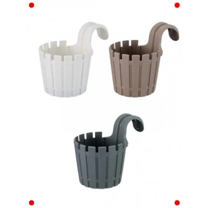 Renkli Askılı Balkon Saksı Seti (3 Adet, 1.5 L)