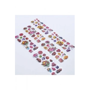 Renkli Çiçek Temalı 6 Adet Kabartmalı Yapışkan Sticker