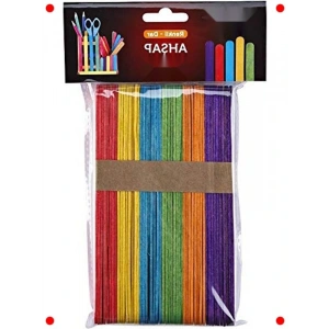 Renkli Dar Ahşap Çubuklar 50 Adet