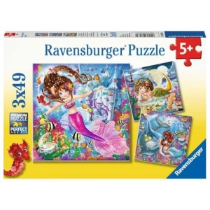 Renkli Disney Deniz Kızı Temalı 3x49 Parça Puzzle