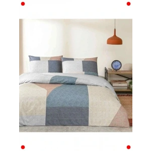 Renkli Klişe Desenli Tek Kişilik Pamuk Nevresim Takımı (Turkuaz)