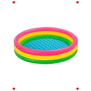 Renkli Şişme Tabanlı 3 Bölmeli Çocuk Havuzu (114 cm)