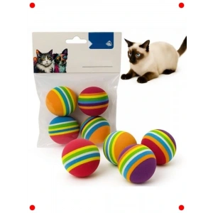 Renkli Sünger Kedi Oyuncak Topları 4lü Set
