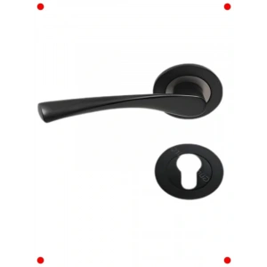 Rozetli Kapı Kolu - Mat Siyah - Kilit Uyumlu