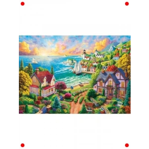 Sahildeki Köy Manzarası Yapbozu - 260 Parça