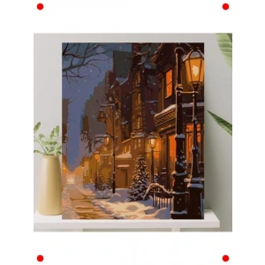 Sayılarla Boyama Tuval Seti 40x50 CM - Karlı Cadde