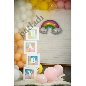 Şeffaf Kutu ve Balon Seti, 33 Parça Doğum Günü Teması