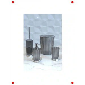 Şeffaf Mat Gümüş 4 Parça Banyo Seti - Modern