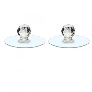 Şeffaf Yapışkanlı Kulp Seti, 4 Adet Kristal Başlıklı