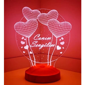 Sevgililer Günü Hediyesi 3D Kalp Küre Led Lamba