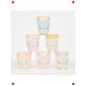 Sevimli Kedi Temalı Parti Bardakları (8 Adet)