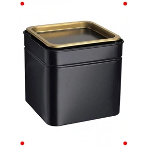 Şık Siyah Altın Kahve Çay Saklama Kutusu 10x10 cm