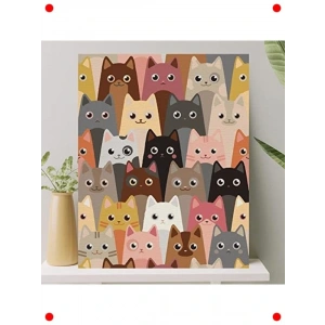 Sılarla ma Tuval Seti - 40x50 cm, Kediler (Çerçeveli)